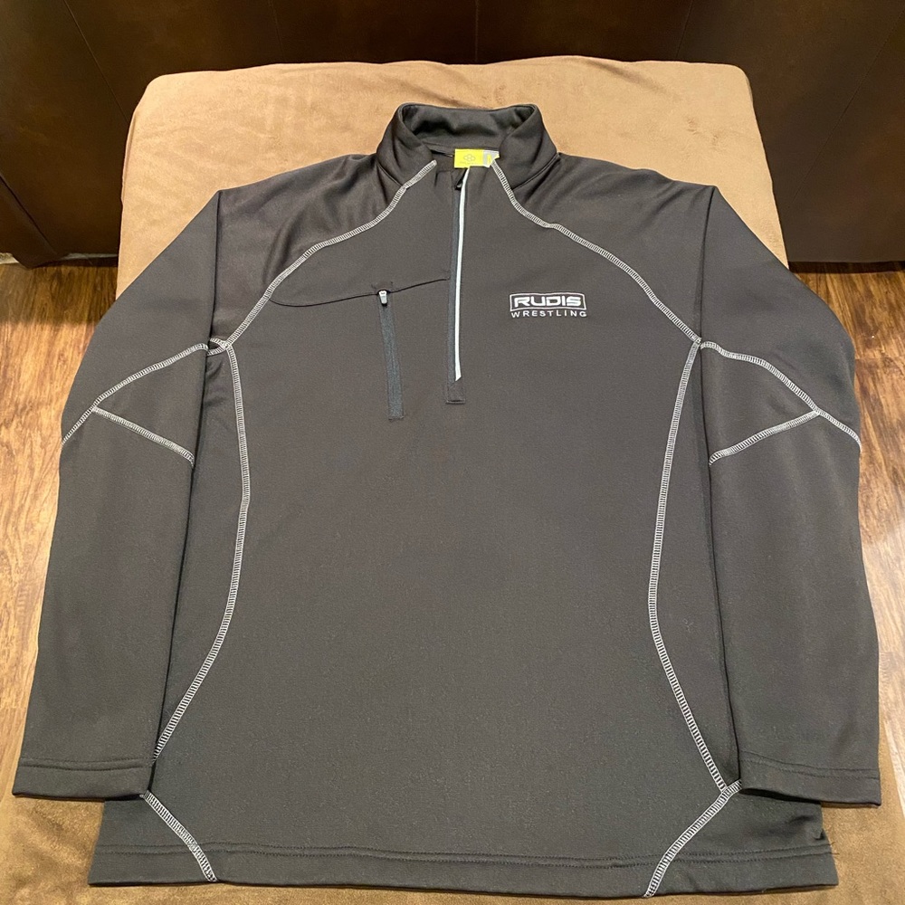 RUDIS Wrestling 3/4 Zip Black Fleece Pullover - Medium - NWOT - STATE CHAMP